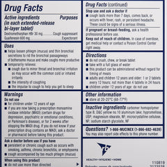 Cold and Cough Relief Mucinex DM 600 mg - 30 mg Strength Tablet 20 per Box,  Packaging Type- Box