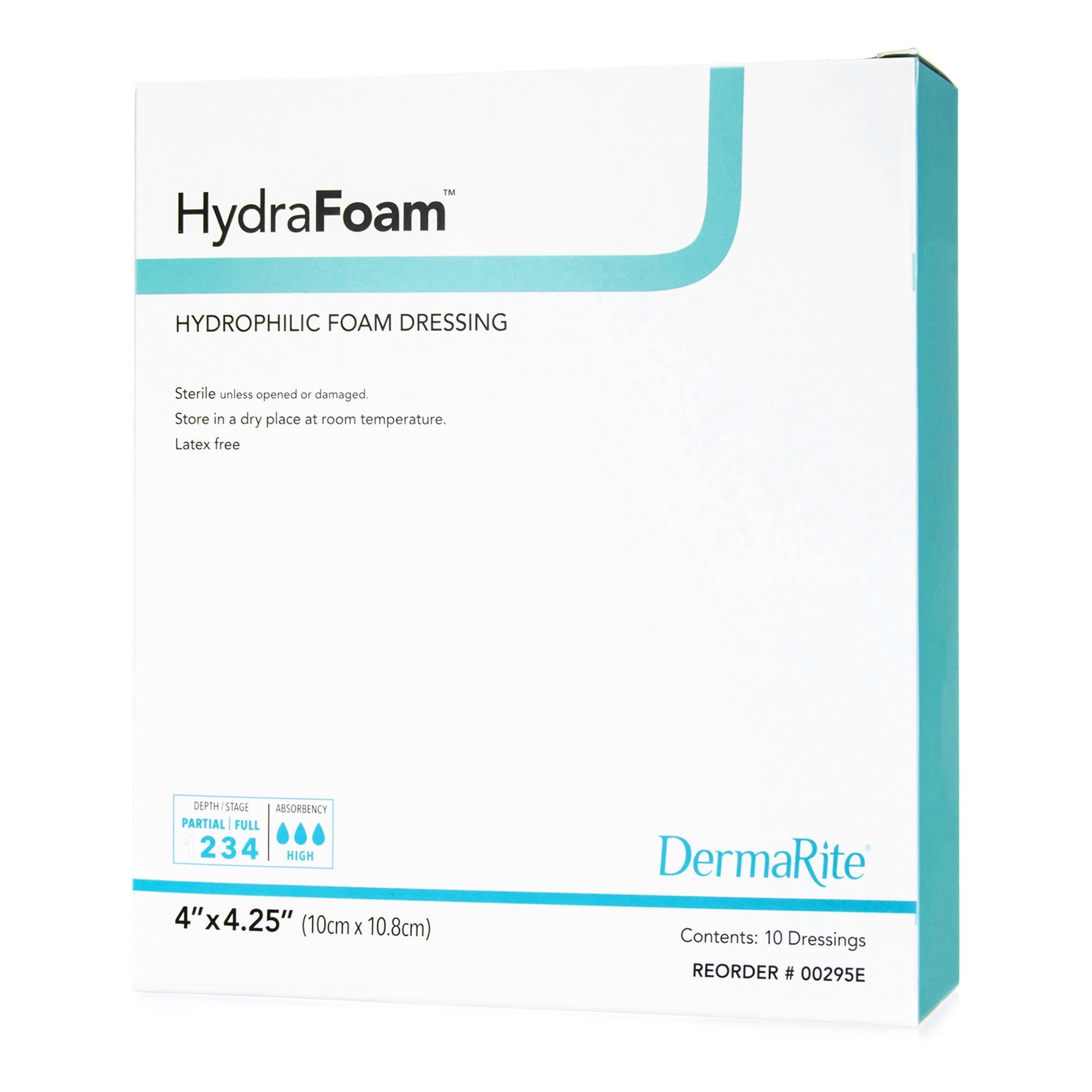 Foam Dressing HydraFoam 4 X 4-1/4 Inch Without Border Waterproof Backing Nonadhesive Rectangle Sterile,Packaging Type- Box