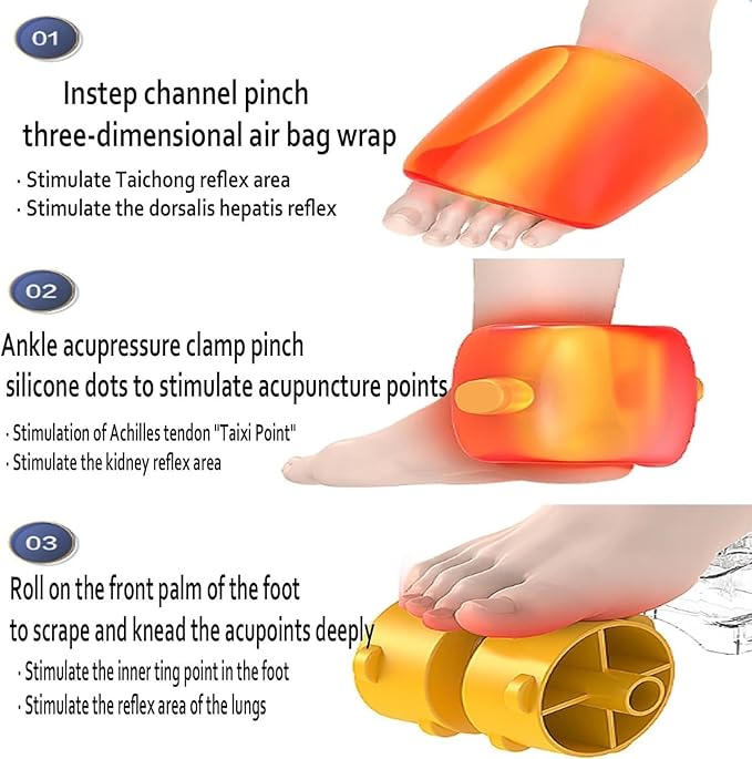 Foot Massager Heating Therapy Hot Compression Shiatsu Knead Roller Muscle Relaxation Pain Relief Electric Foot Massage Machine