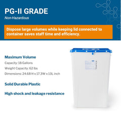 Pharmaceutical Waste Container McKesson Prevent White Base 24-3/5 H X 17-3/10 W X 13 L Inch Vertical Entry 18 Gallon,  Packaging Type- Case