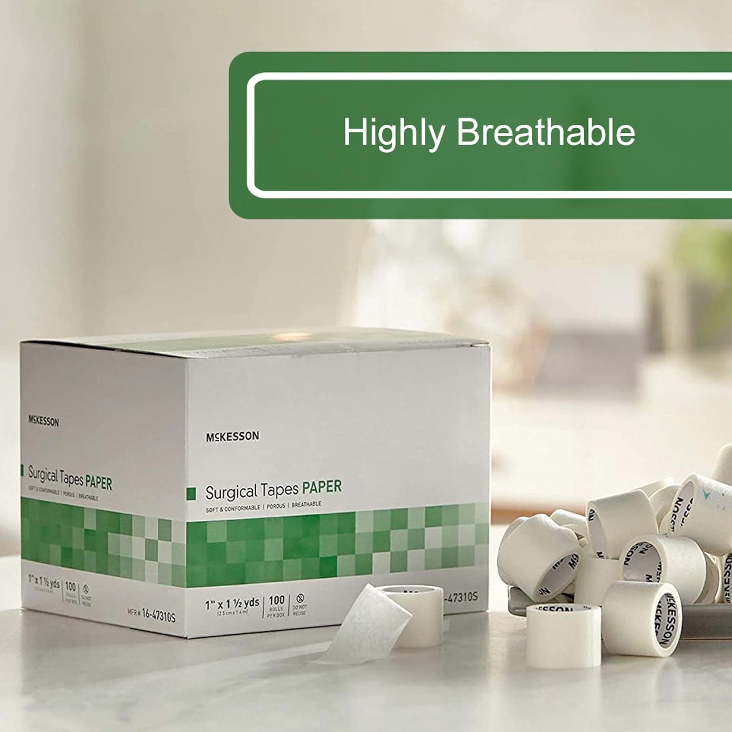 Medical Tape McKesson White 1 Inch X 1-1/2 Yard Paper NonSterile, Packaging Type- Case
