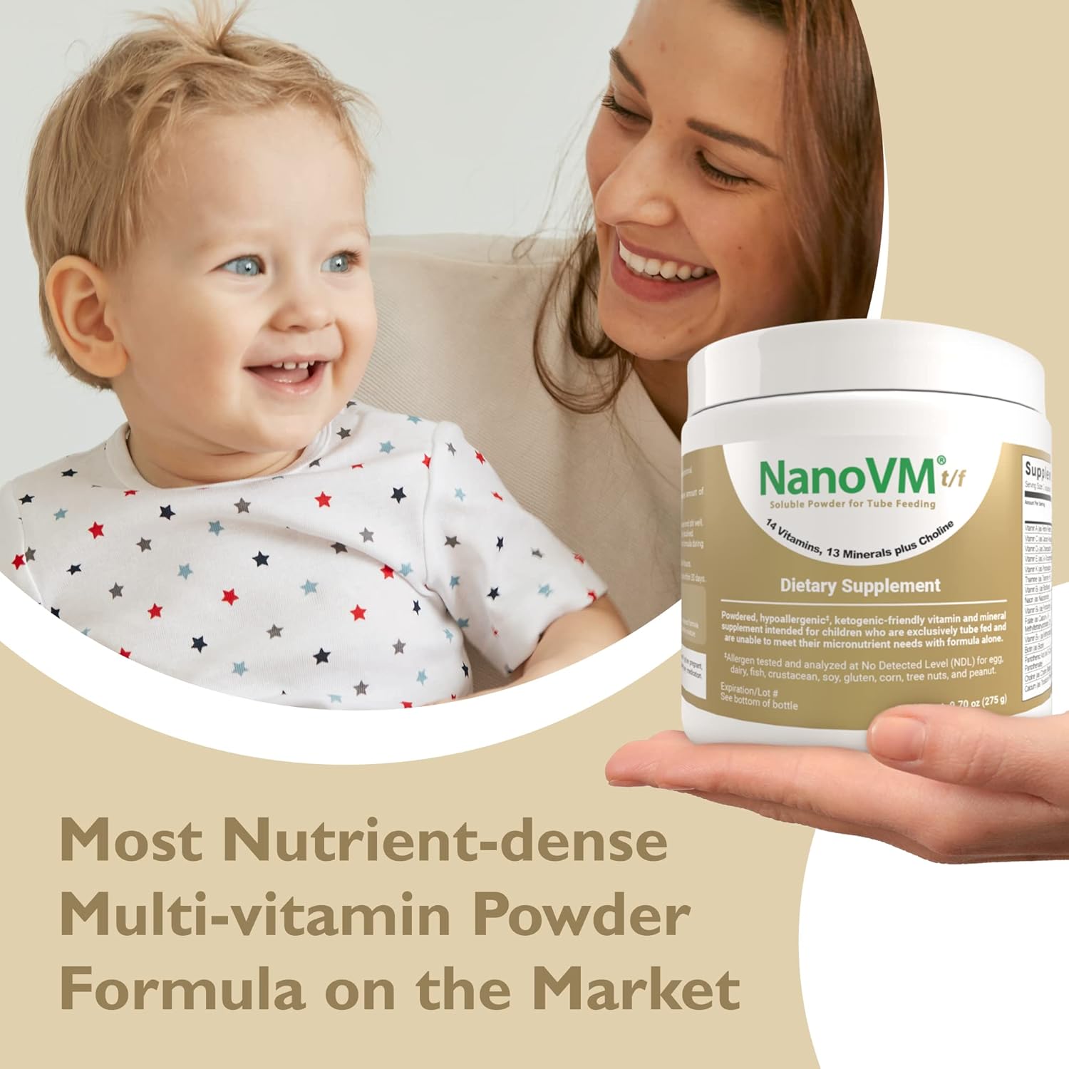 Pediatric Tube Feeding Formula NanoVM tf Unflavored 275 Gram Jar Powder Vitamins / Minerals Food Allergies,Packaging Type- Each