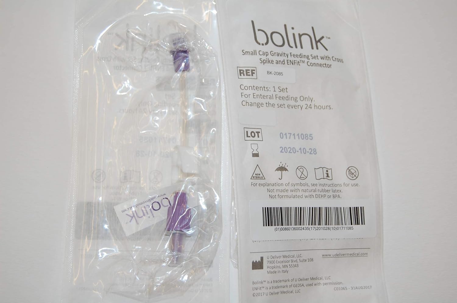 Small Cap Gravity Feeding Set with Cross Spike and ENFit Connector Bolink,Packaging Type- Each