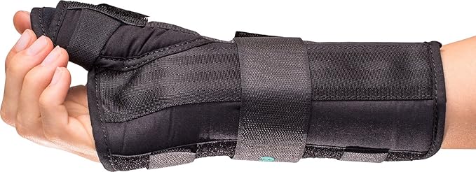 Wrist Brace with Thumb Spica AirCast A2 Aluminum / Foam / Nylon Left Hand Black Medium, Packaging Type- Each