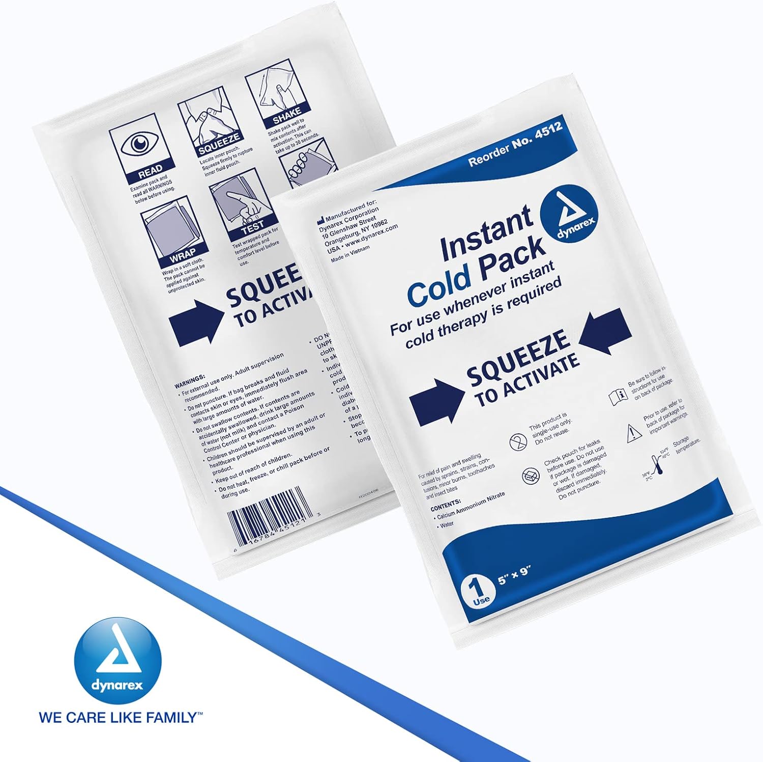 Instant Cold Pack Dynarex Non-Toxic General Purpose One Size Fits Most 5 X 9 Inch Plastic / Urea / Water Disposable