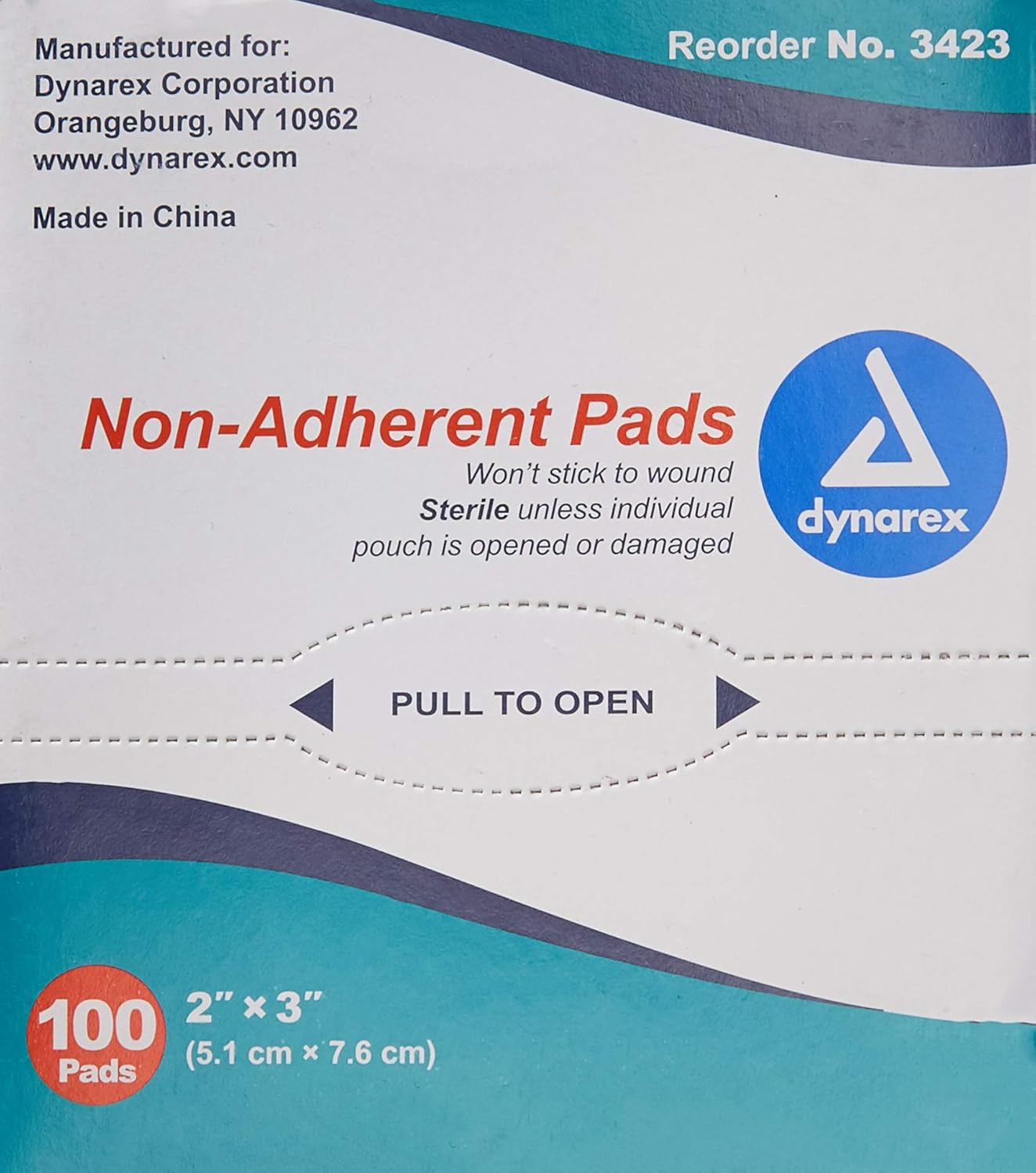 Non-Adherent Dressing Dynarex 2 X 3 Inch Sterile 100 per Pack, Packaging Type- Case