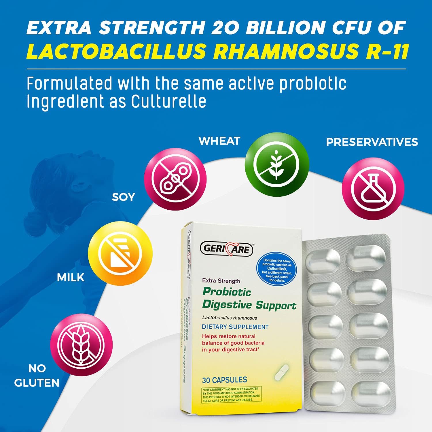 Probiotic Dietary Supplement Geri-Care 30 per Box Capsule, Packaging Type- Box