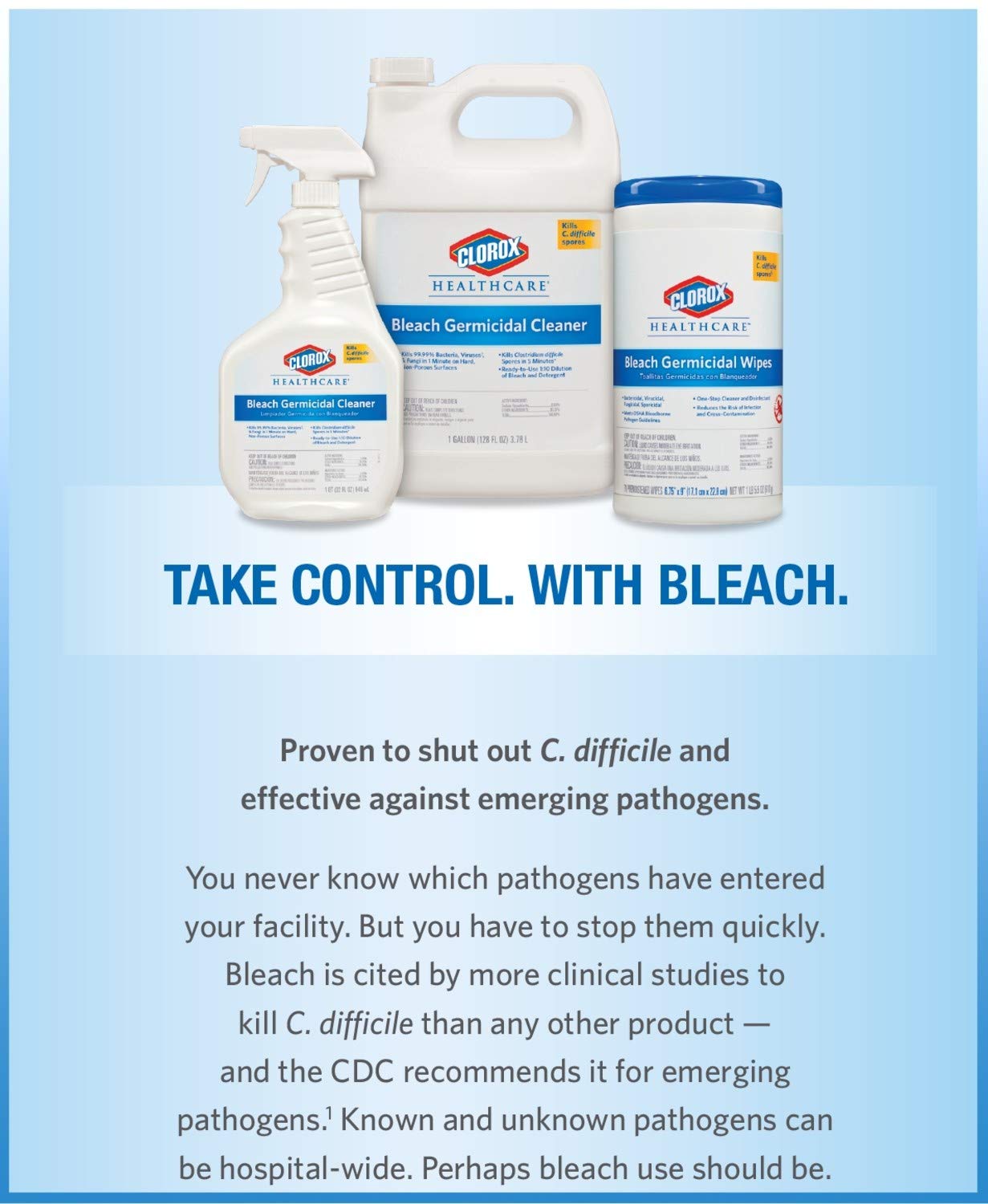 Clorox Healthcare Bleach Surface Disinfectant Cleaner Germicidal Trigger Spray Liquid 32 oz. Bottle Fruity Floral Bleach Scent NonSterile,Packaging Type- Each