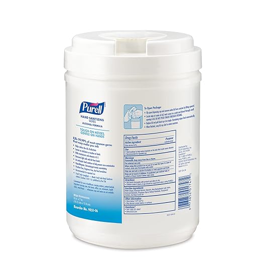Hand Sanitizing Wipe Purell 175 Count Ethyl Alcohol Wipe Canister, Packaging Type- Case