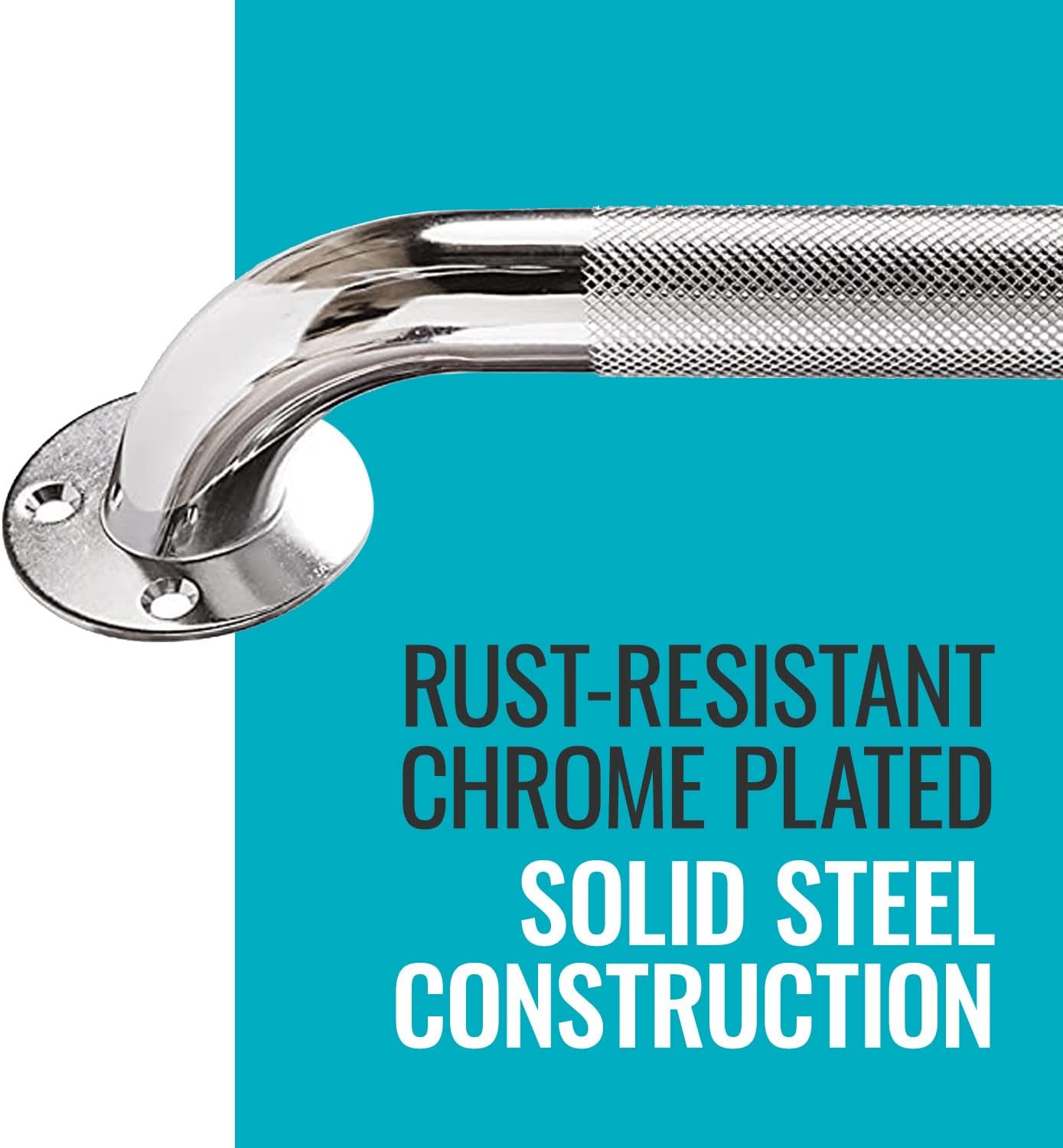 Bathtub Grab Bar DMI Silver Knurled Steel