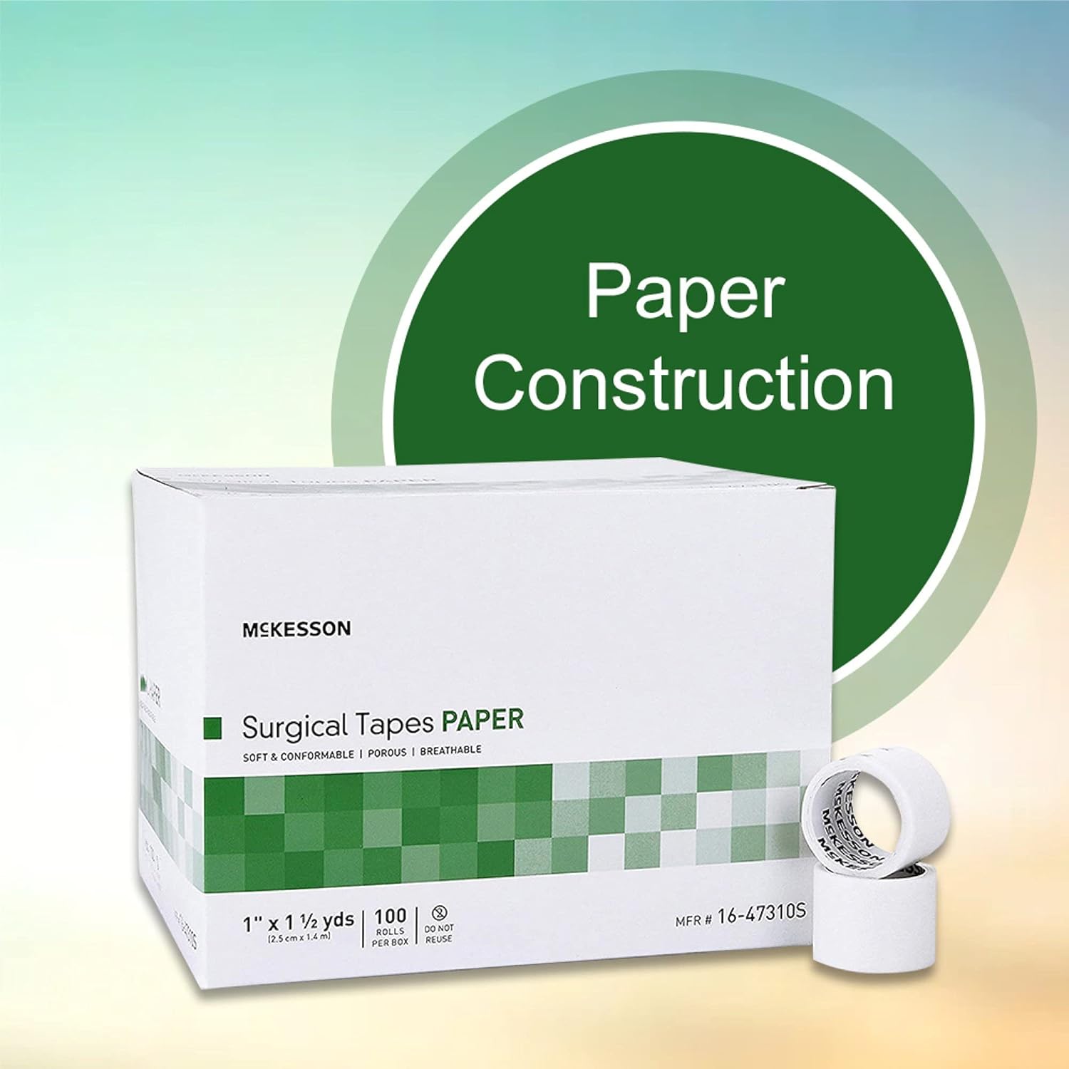 Medical Tape McKesson White 1 Inch X 1-1/2 Yard Paper NonSterile, Packaging Type- Case