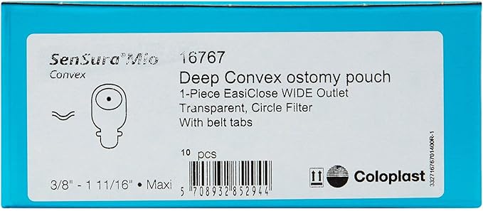 Ostomy Pouch SenSura® EasiClose™ One-Piece System 11-1/2 Inch Length, Maxi Convex Light, Pre-Cut 1-1/8 Inch Stoma Drainable