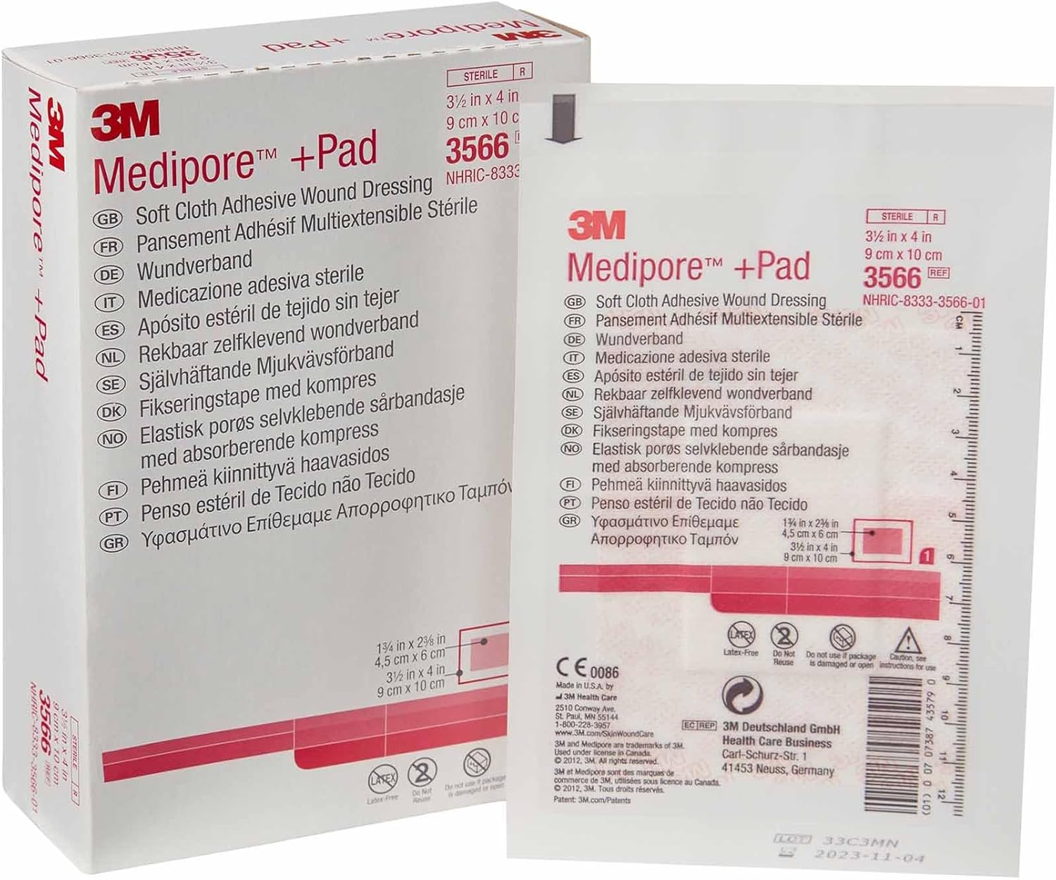 Composite Dressing 3M Medipore 3-1/2 X 4 Inch Rectangle Sterile Nonwoven Backing, Packaging Type- Case
