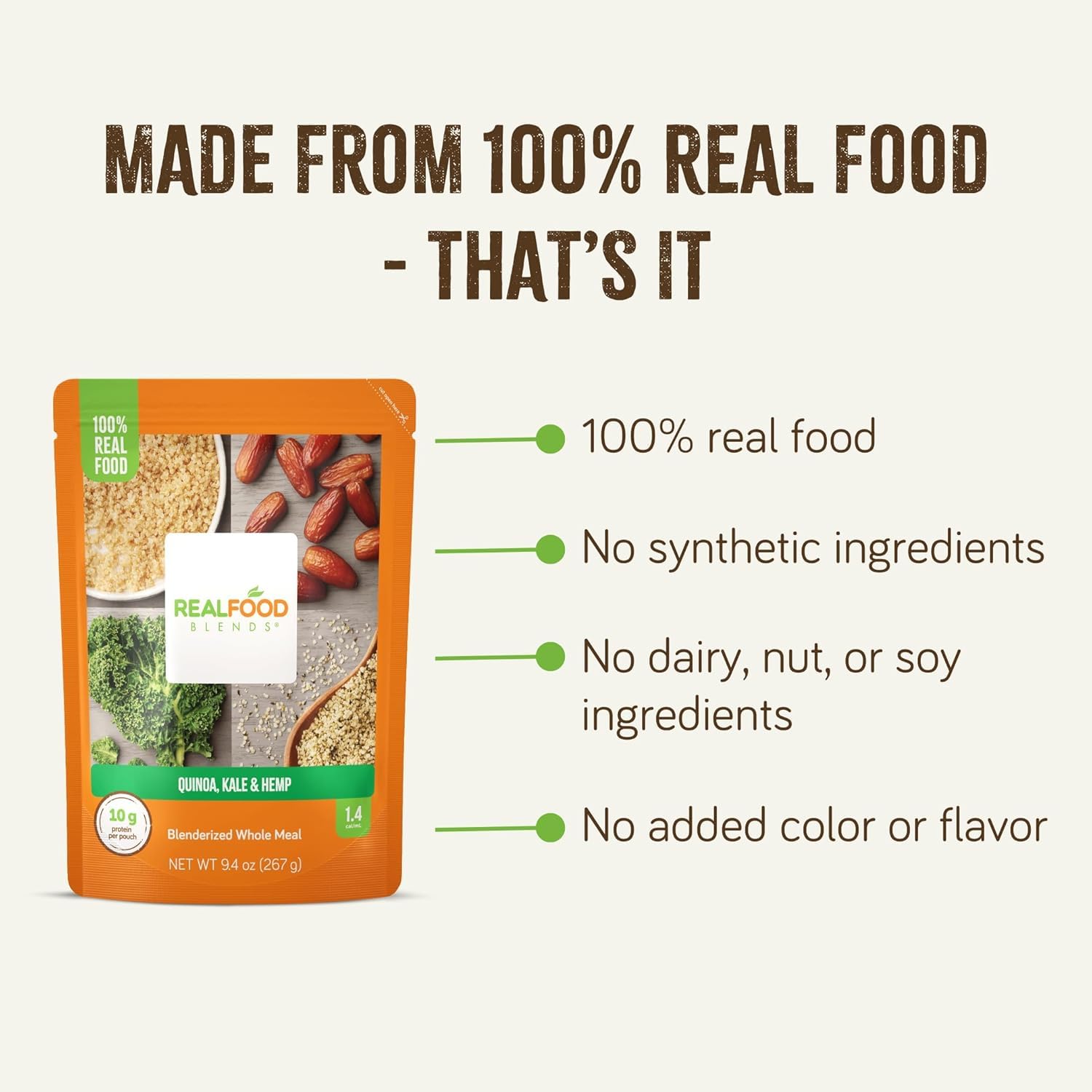 Tube Feeding Formula Real Food Blends Quinoa / Kale / Hemp Flavor Liquid 9.4 oz. Pouch,Packaging Type- Each