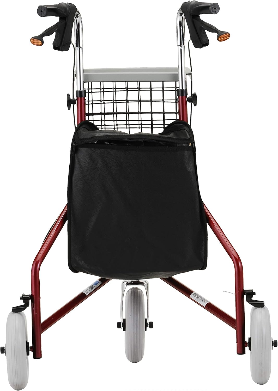 3 Wheel Rollator Traveler Red Adjustable Height / Folding Aluminum Frame, Packaging Type- Each