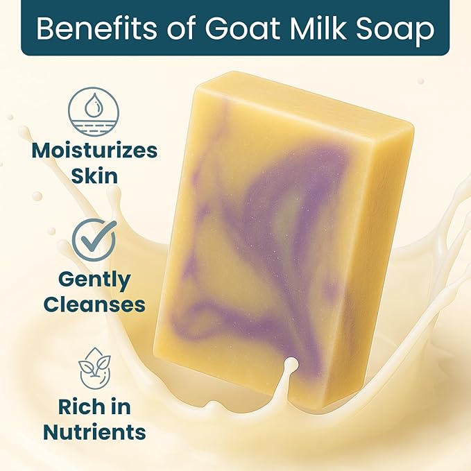 Goat Milk Soap Bar, Unscented - Premium, Handmade w/Real Milk in USA - Hand & Body Goat Soap - Dry, Sensitive Skin, Gentle, No Dyes - (1 Large, 5oz)