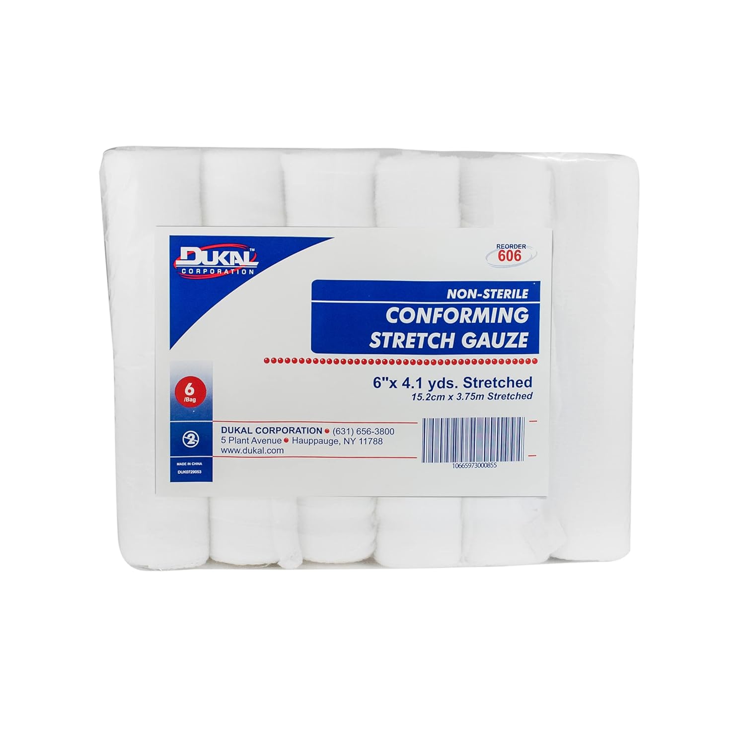 Conforming Bandage Dukal 6 Inch X 4-1/10 Yard 8-Ply NonSterile 6 per Pack, Packaging Type- Case