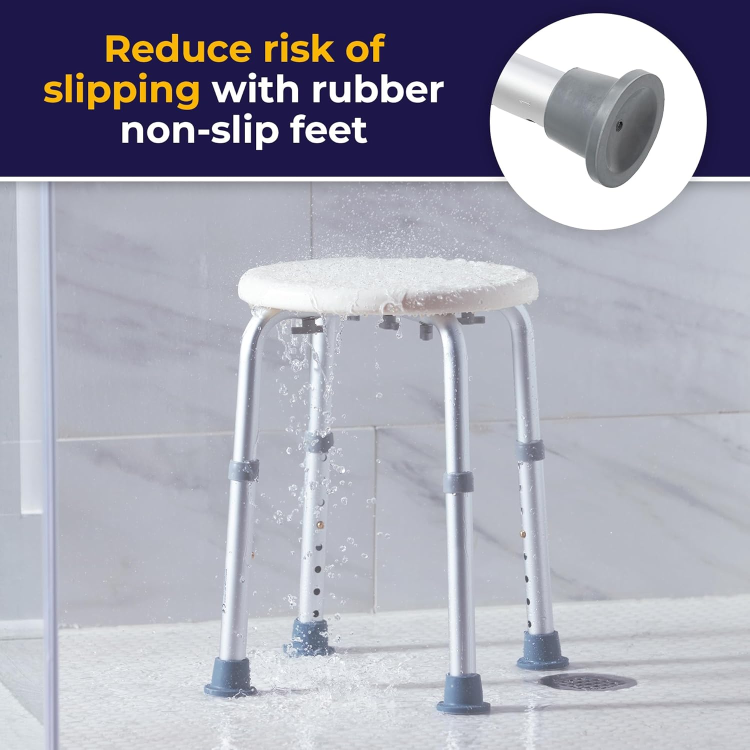 Bath Stool  - Round  White By Drive