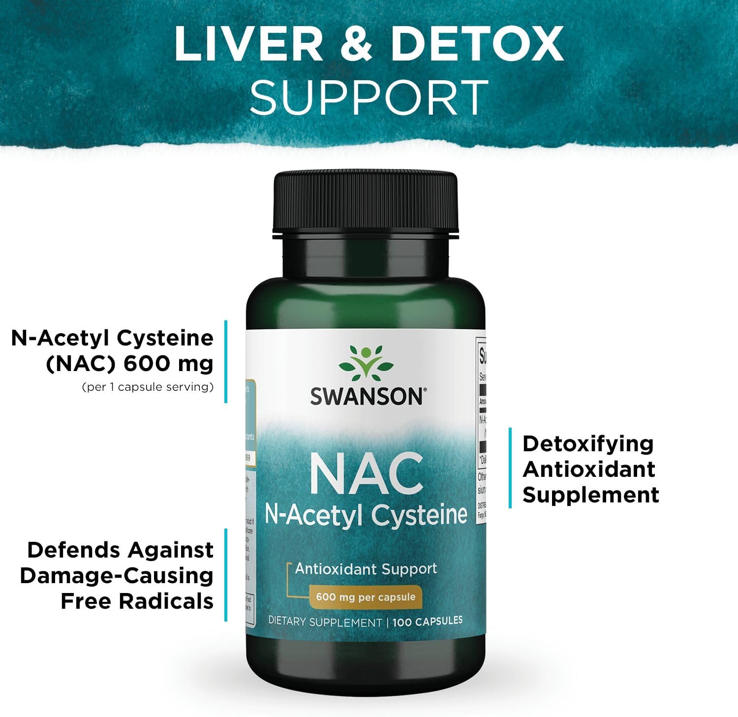 swanson nac n acetyl l cysteine featuring 600 mg 60 veg caps 4 pack