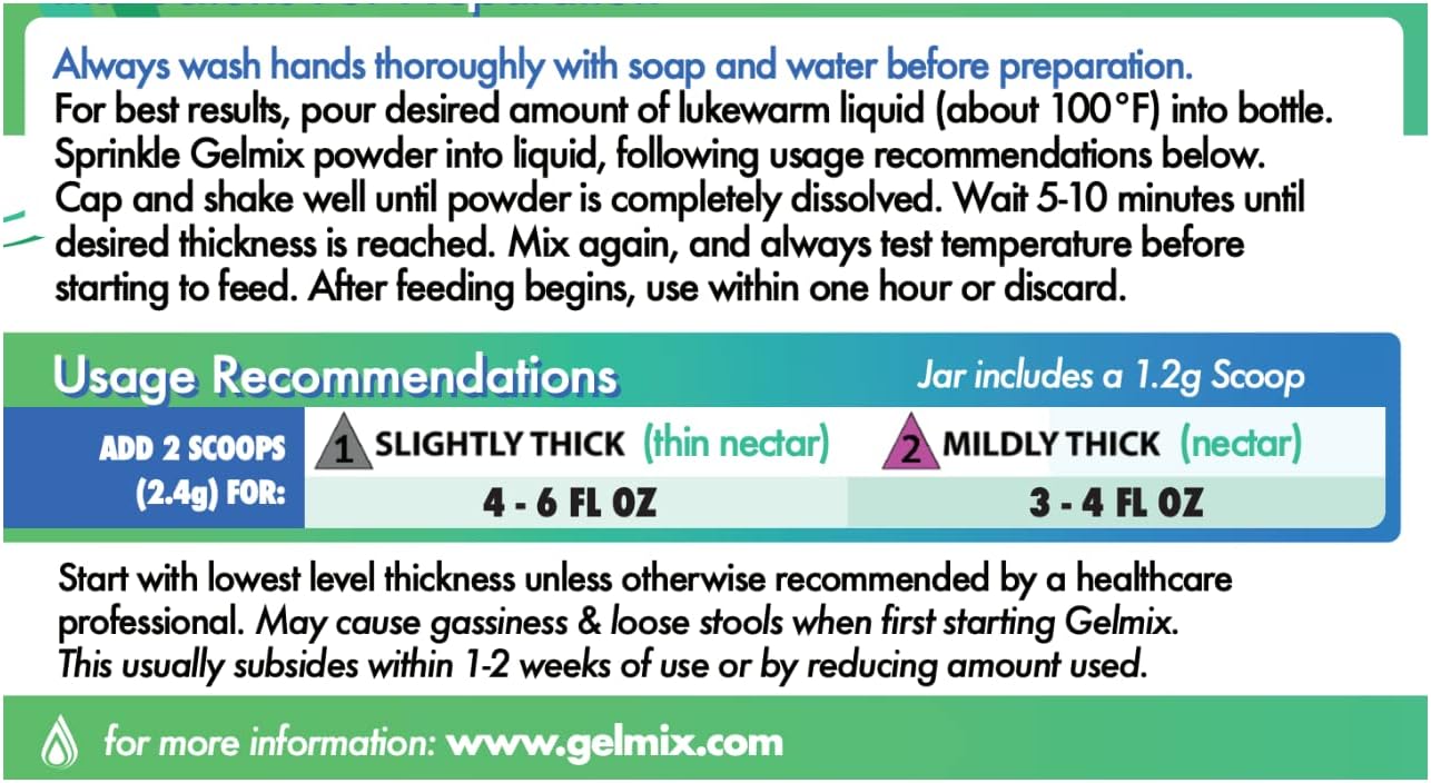 infant formula and breast milk thickener gelmix® 2 4 gram individual packet unflavored powder iddsi level 1 slightly thick