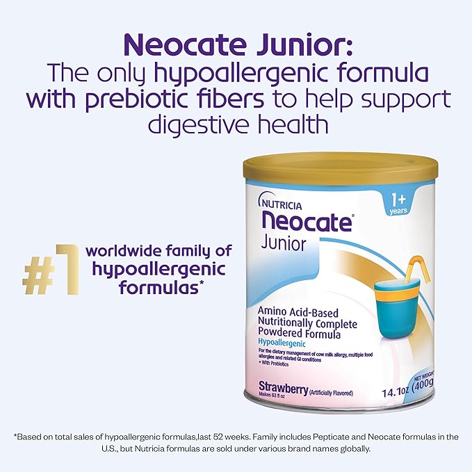 Pediatric Oral Supplement Neocate Junior with Prebiotics Strawberry Flavor 14.1 oz. Can Powder Amino Acid Food Allergies,Packaging Type- Each