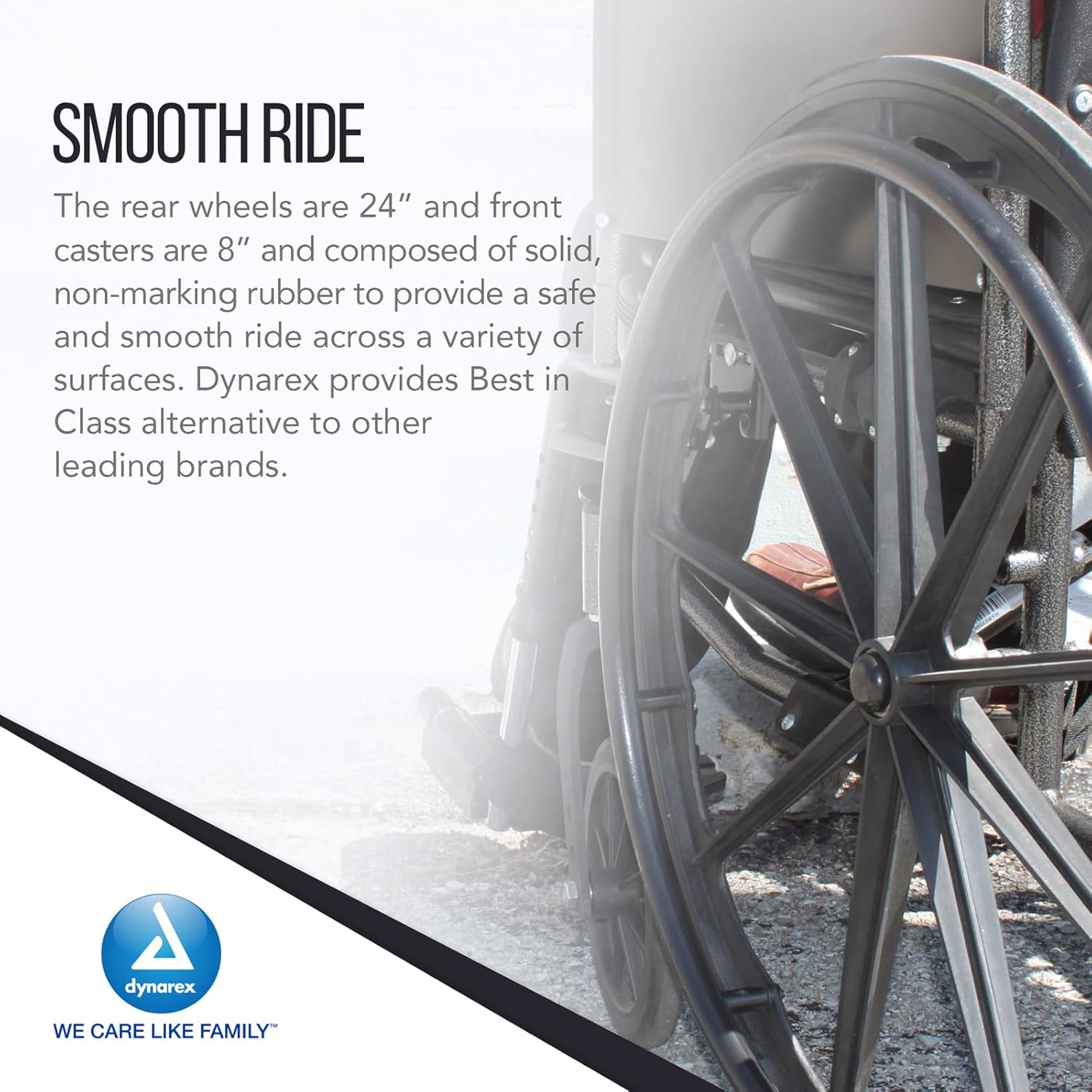 Dynarex DynaRide S3 X-Lite Wheelchair with Fixed desk arm, Elevating Leg rest, FR ,8inch Front 24" Back Wheels ,300lbs Capacity