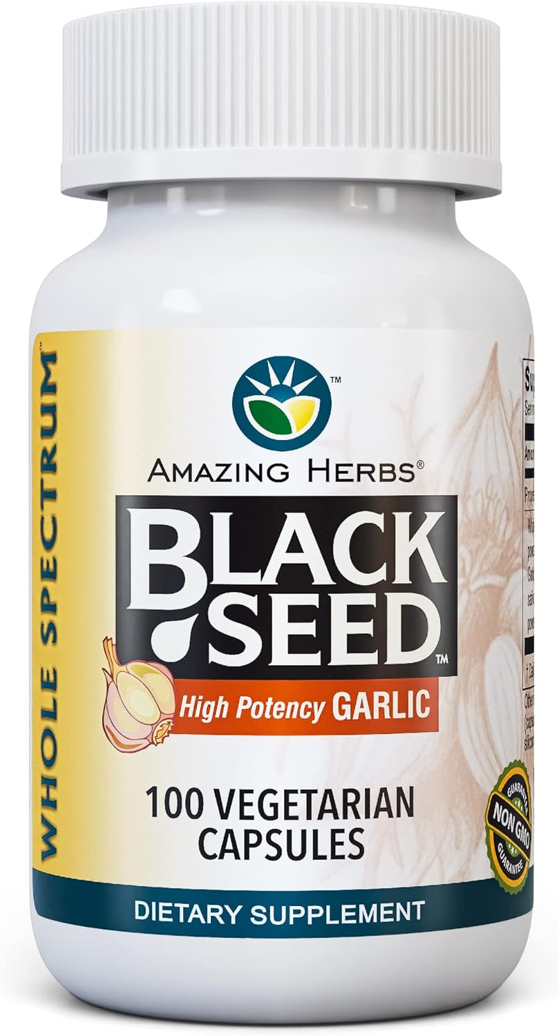 Amazing Herbs - Black Seed And Garlic - 100 Capsules