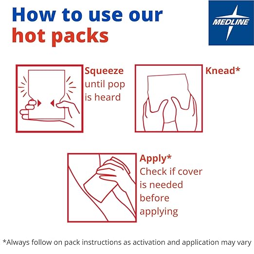 Compresa caliente instantánea Medline mediana de plástico/acetato de sodio desechable, tipo de embalaje: caja 