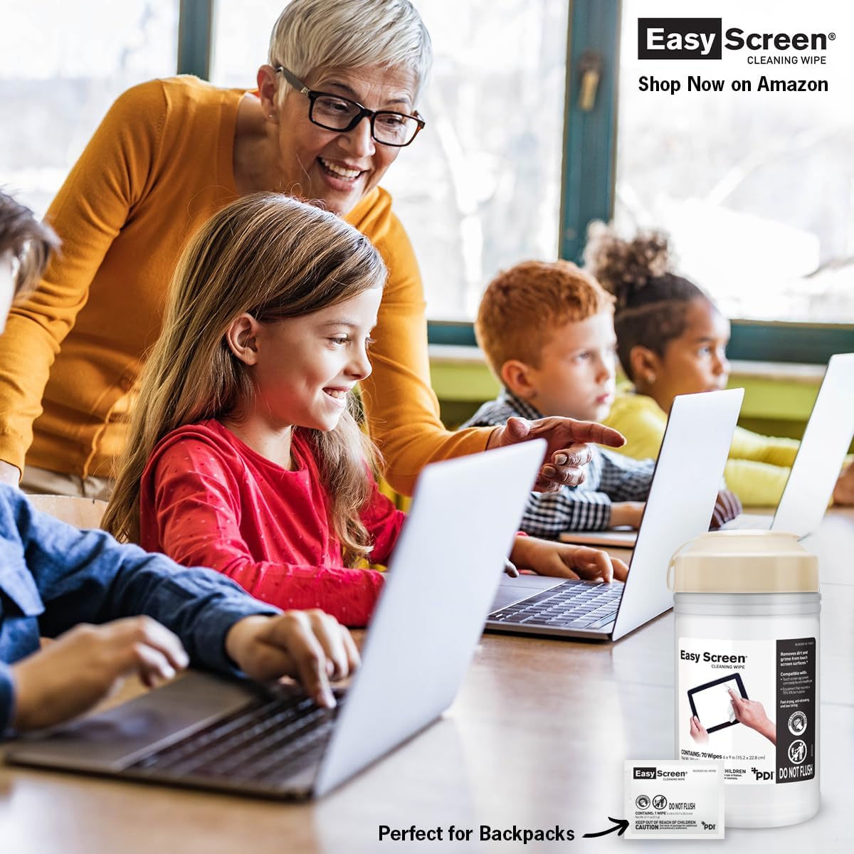 Easy Screen Surface Cleaner Premoistened Alcohol Based Manual Pull Wipe 70 Count Canister Alcohol Scent NonSterile, Packaging Type- Case