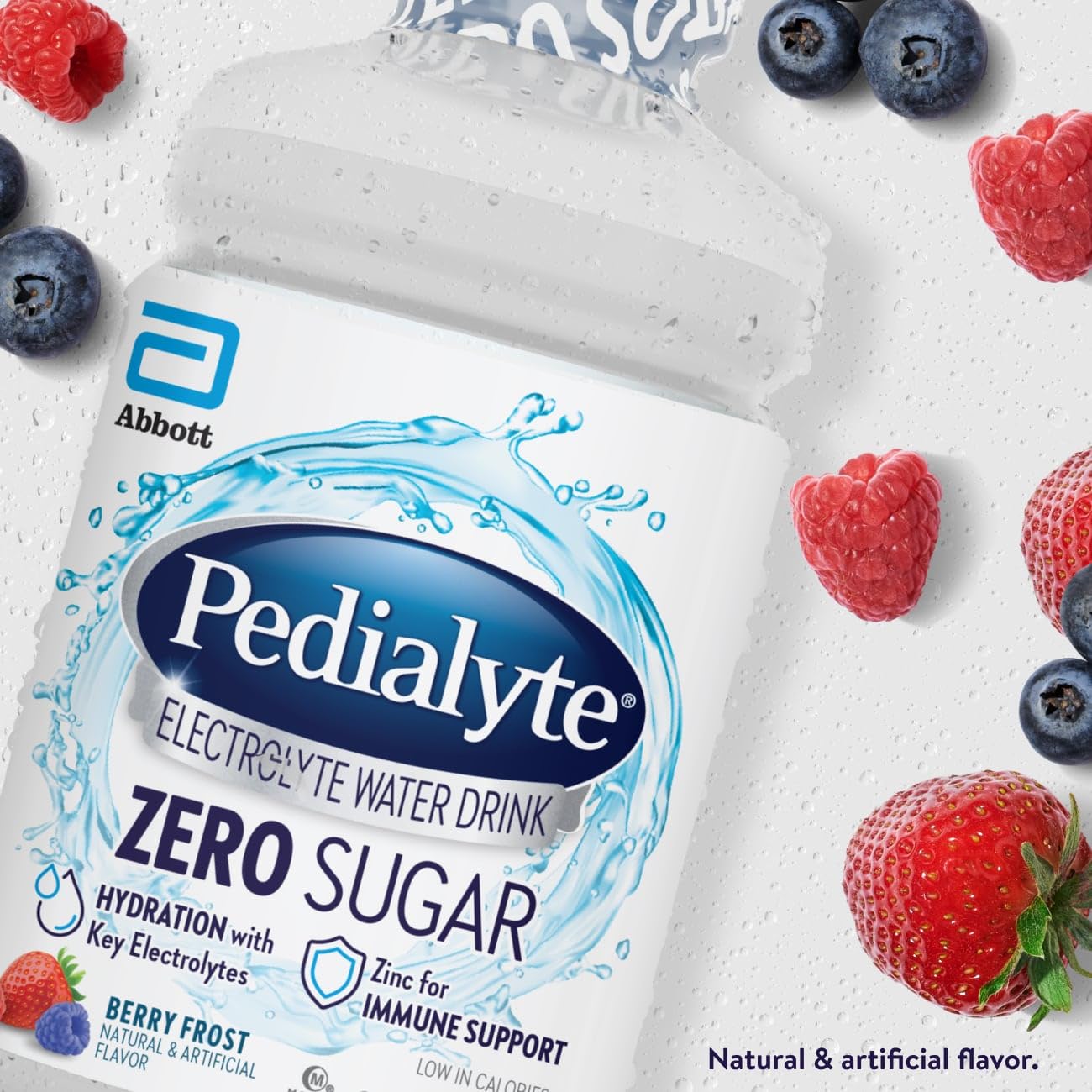Oral Electrolyte Solution Pedialyte Zero Sugar Berry Frost Flavor 33.8 oz. Electrolyte,Packaging Type- Each