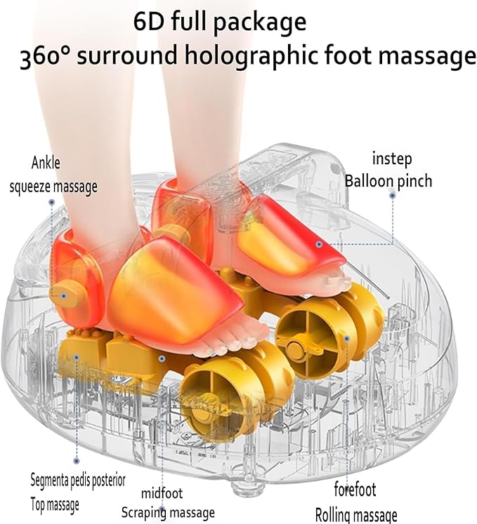 Foot Massager Heating Therapy Hot Compression Shiatsu Knead Roller Muscle Relaxation Pain Relief Electric Foot Massage Machine