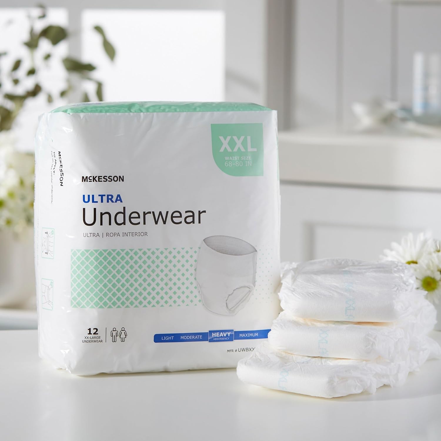 Unisex Adult Absorbent Underwear McKesson Pull On with Tear Away Seams 2X-Large Disposable Moderate Absorbency, Packaging Type- Case