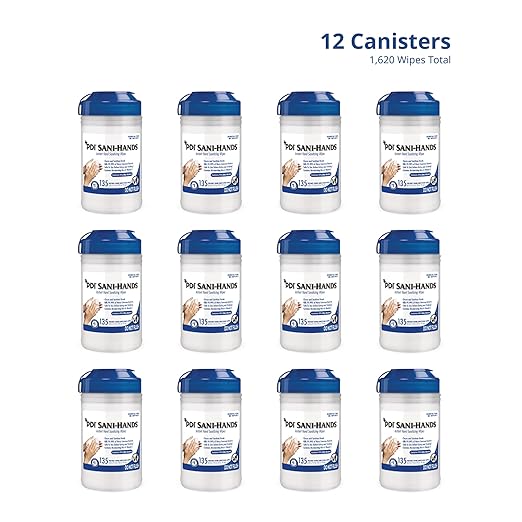 Hand Sanitizing Wipe Sani-Hands 135 Count Ethyl Alcohol Wipe Canister, Packaging Type- Case