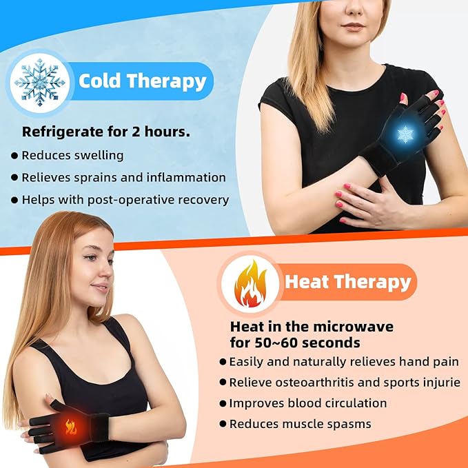Hot & Cold Compress Glove Finger Wrist Sprain Swelling Cold Therapy Gloves Relief for Hands and Fingers in Cases of Stiff Joints