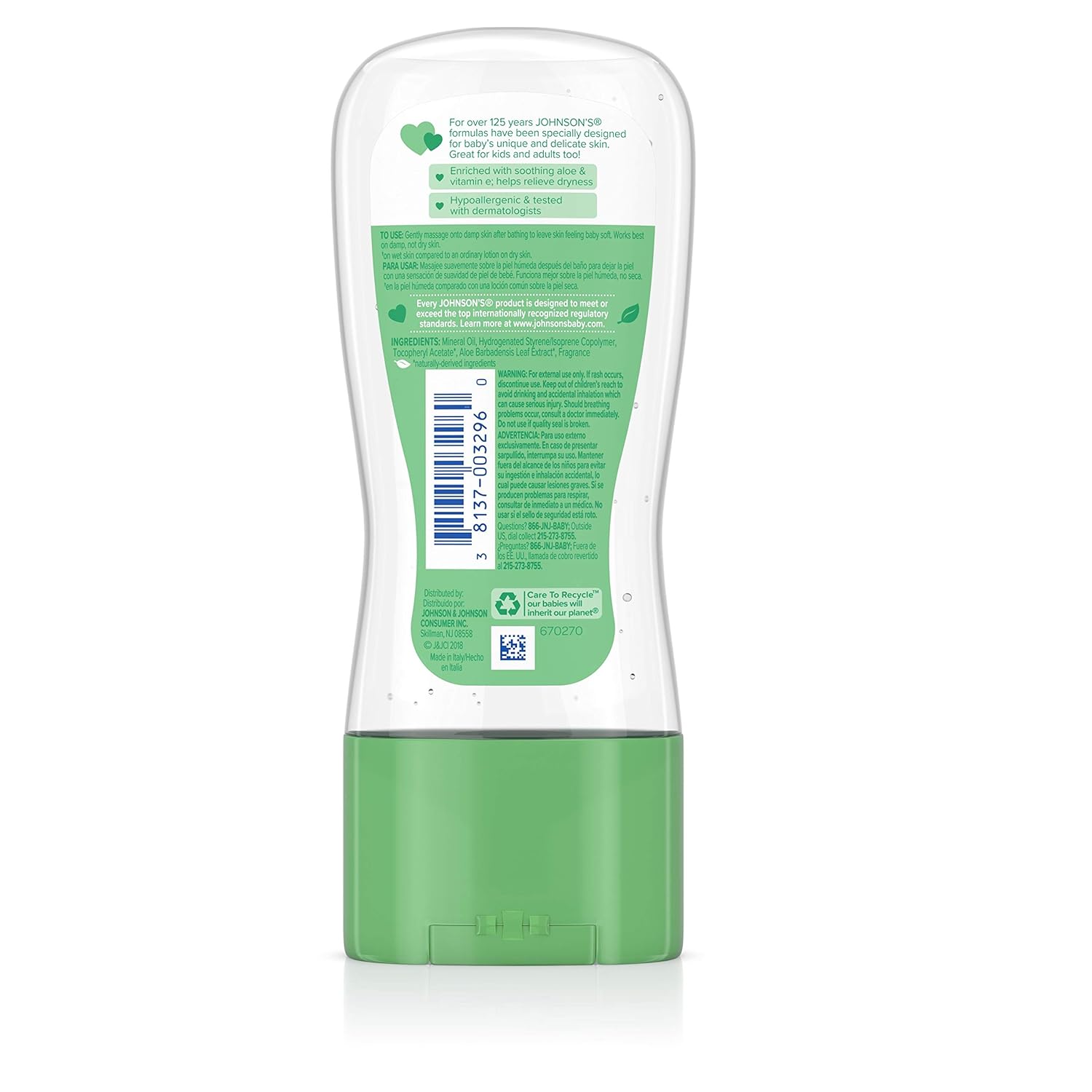 Baby Oil Johnson's 6.5 oz. Bottle Scented Gel,Packaging Type- Each