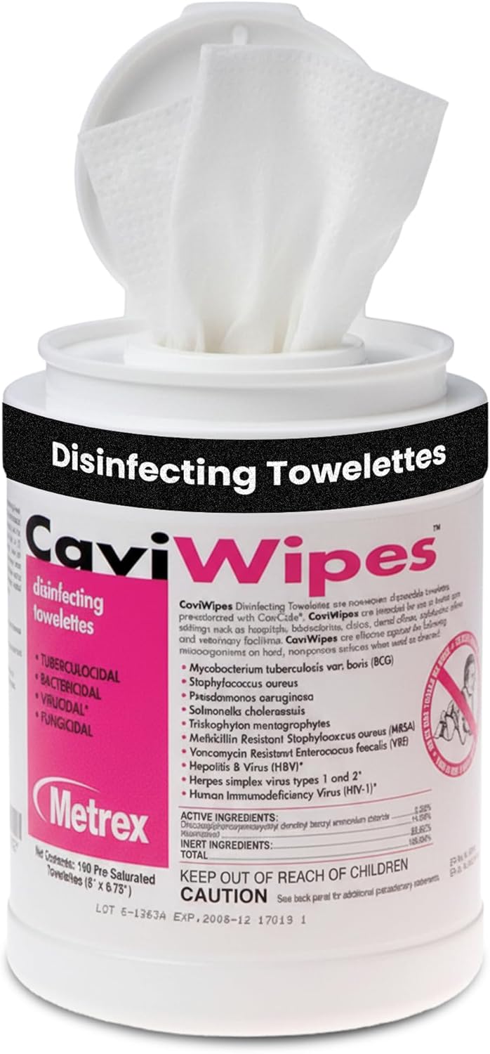 CaviWipes Surface Disinfectant Premoistened Alcohol Based Manual Pull Wipe 160 Count Canister Alcohol Scent NonSterile, Packaging Type- Case