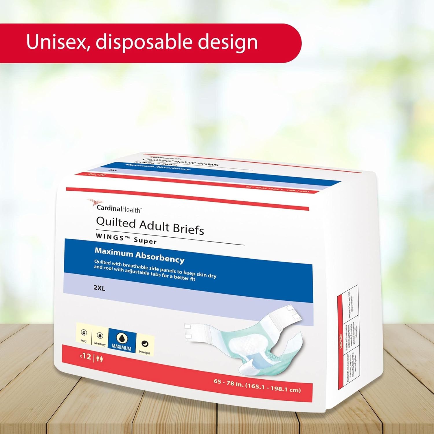 Unisex Adult Incontinence Brief Wings Super Quilted 2X-Large Disposable Heavy Absorbency, Packaging Type- Case