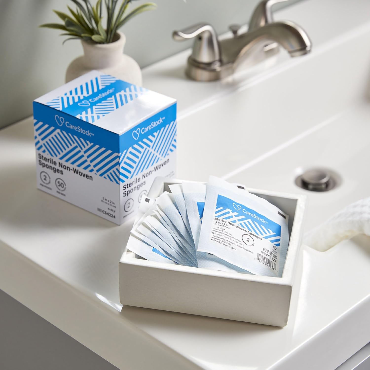 Gauze Sponge CareStock 2 X 2 Inch 4-Ply Sterile 2 per Pack, Packaging Type- Case