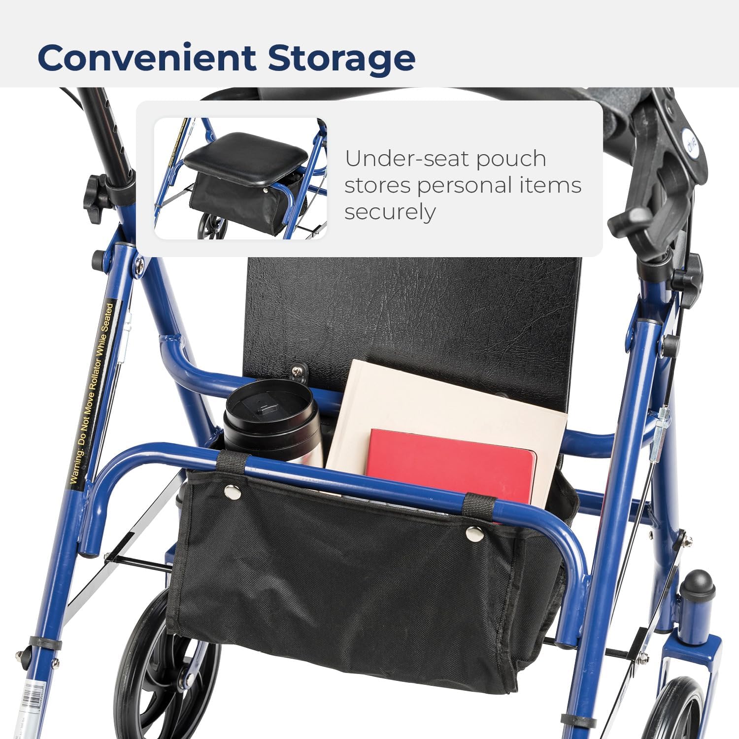 4 Wheel Rollator drive Blue Adjustable Height / Folding Steel Frame