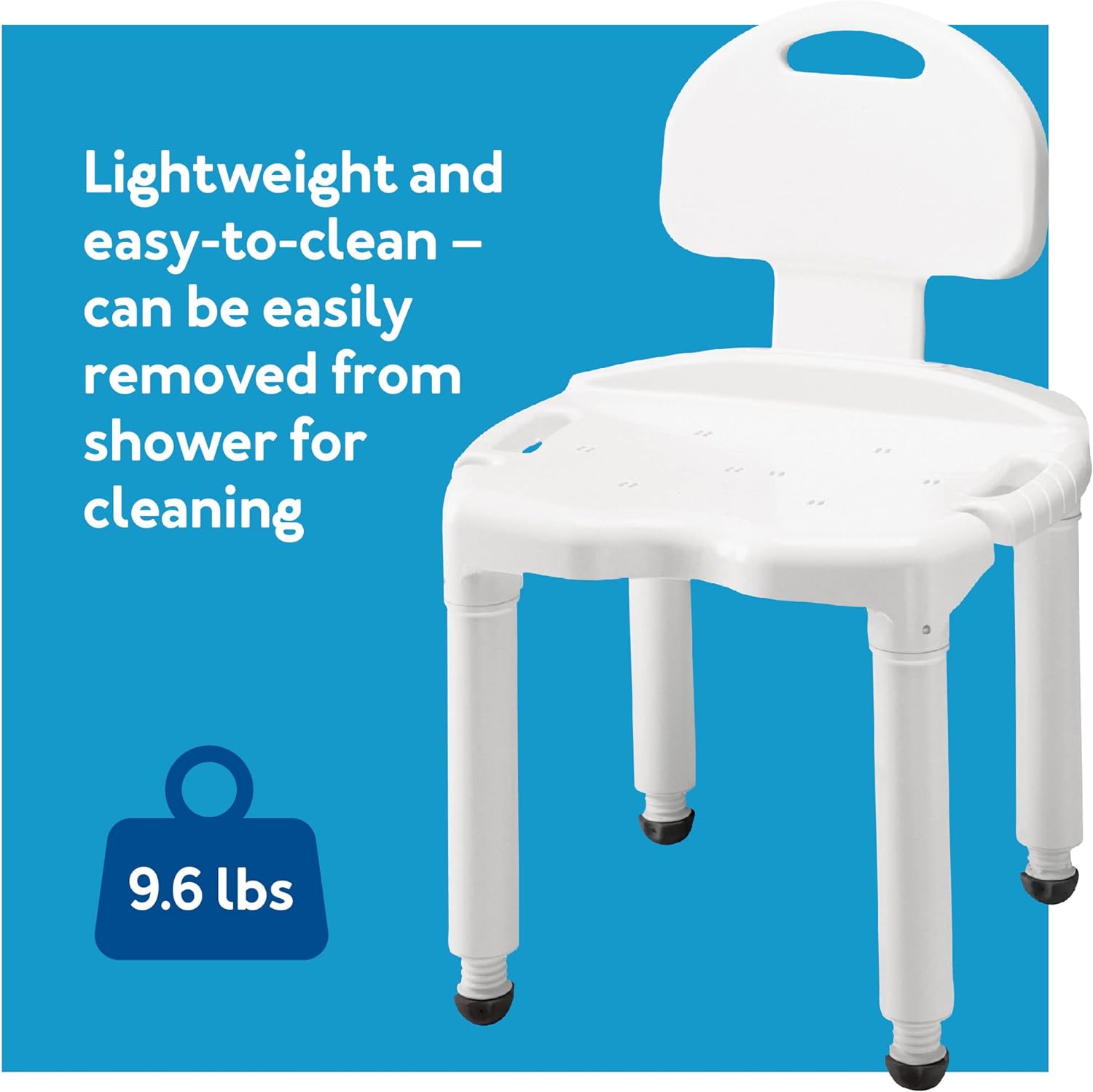 Bath Bench Carex Without Arms Plastic Frame With Backrest 21 Inch Seat Width 400 lbs. Weight Capacity