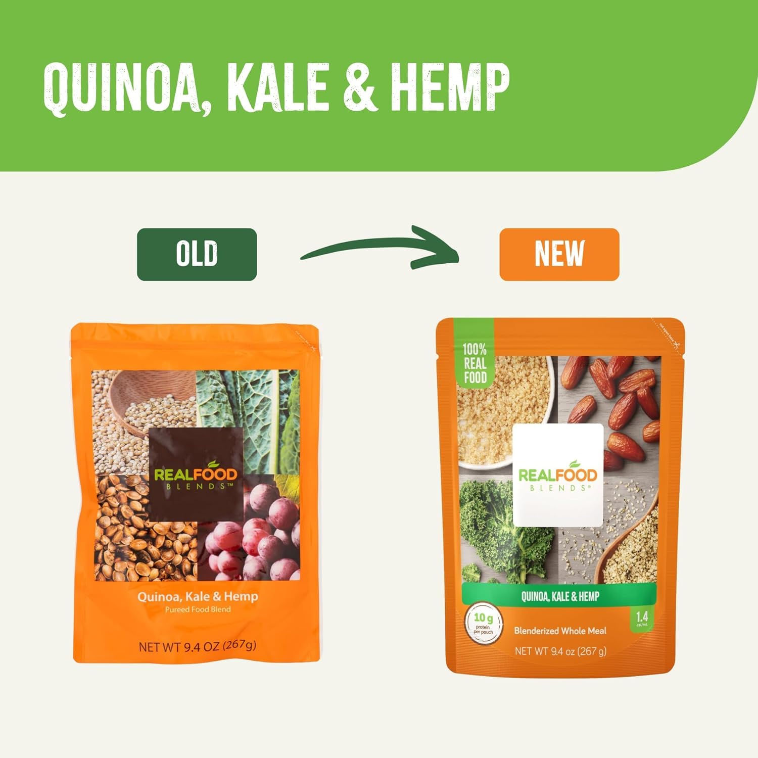 Tube Feeding Formula Real Food Blends Quinoa / Kale / Hemp Flavor Liquid 9.4 oz. Pouch,Packaging Type- Each