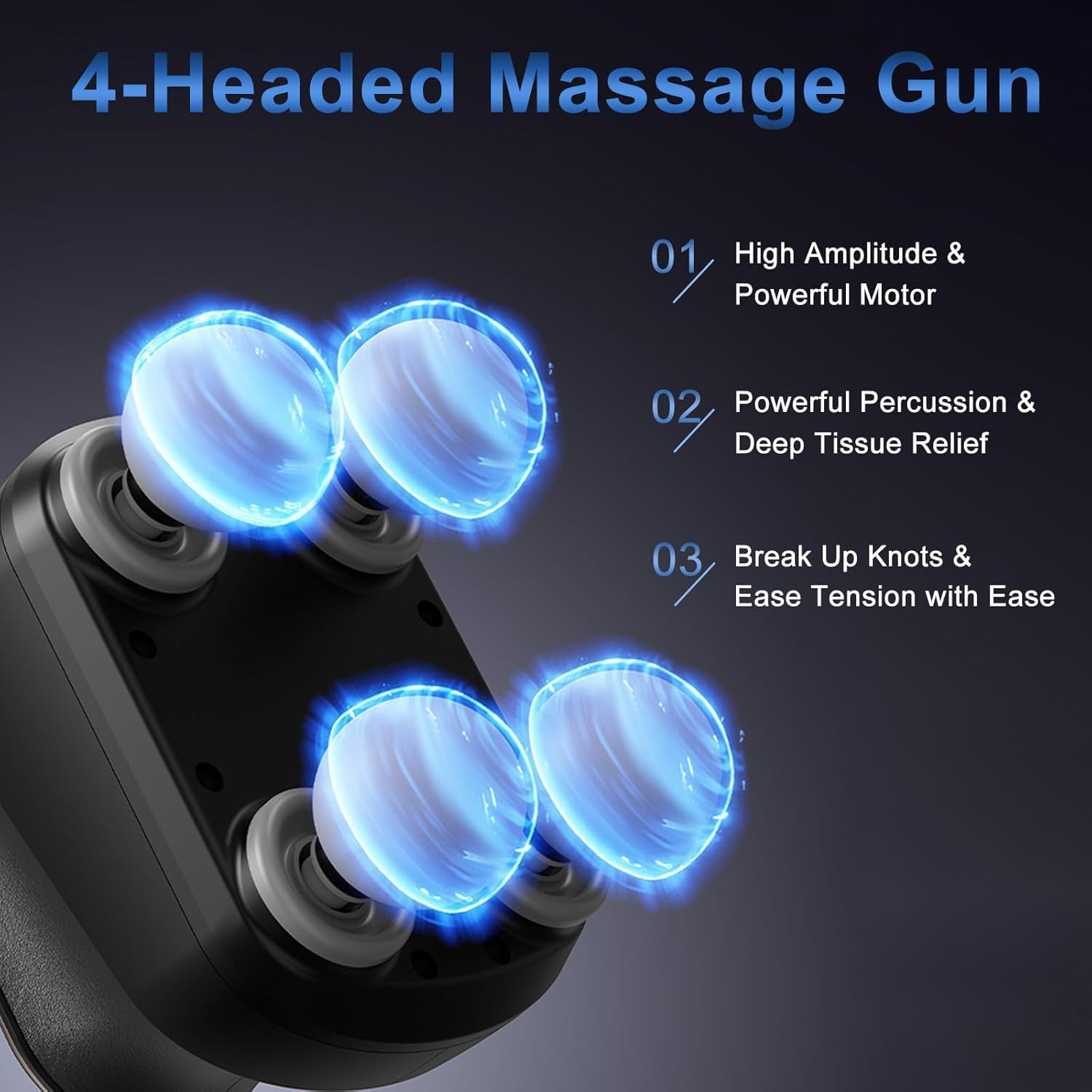 4 Head Massage Gun Deep Tissue, Mini Percussion Muscle Massage Gun for Pain Relief, Portable Electric Muscle Massager with 5 Speeds, 3 Attachments, USB Rechargeable - Ideal Gift for Men & Women