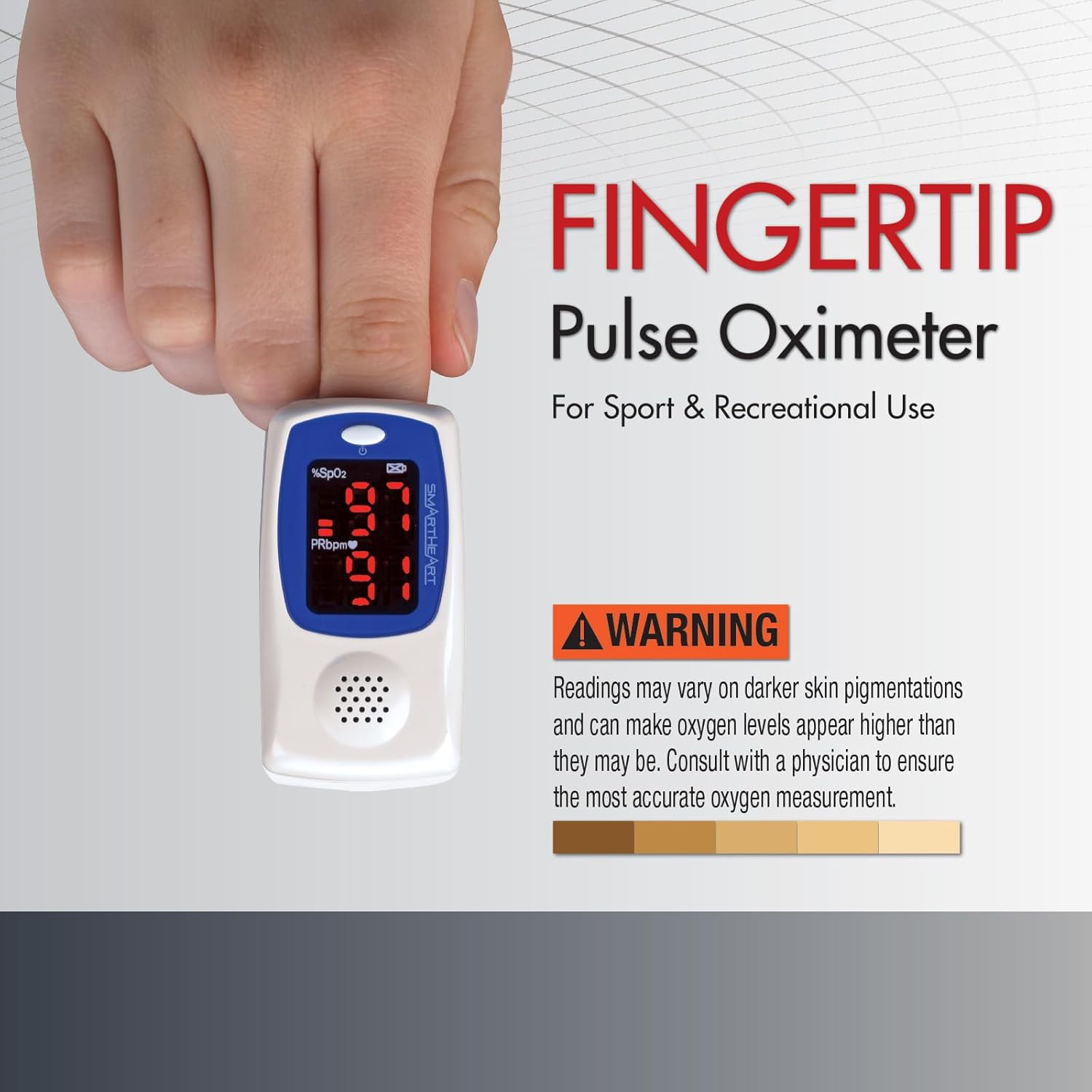 SmartHeart Talking Pulse Oximeter | Audible Result Announcement | Blood Oxygen Saturation | Complete System Monitor Lanyard and Batteries | Portable Spot-Check Monitoring