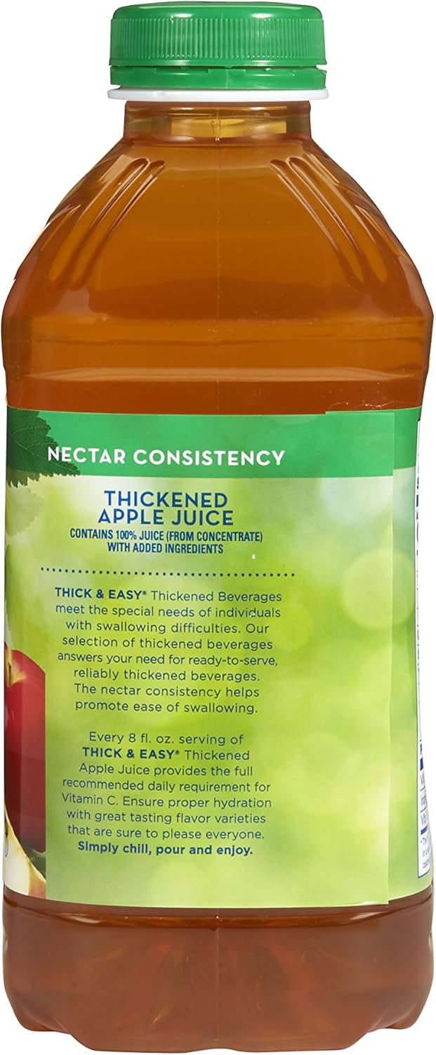 Thickened Beverage Thick & Easy 46 oz. Bottle Apple Flavor Liquid IDDSI Level 2 Mildly Thick, Packaging Type- Case