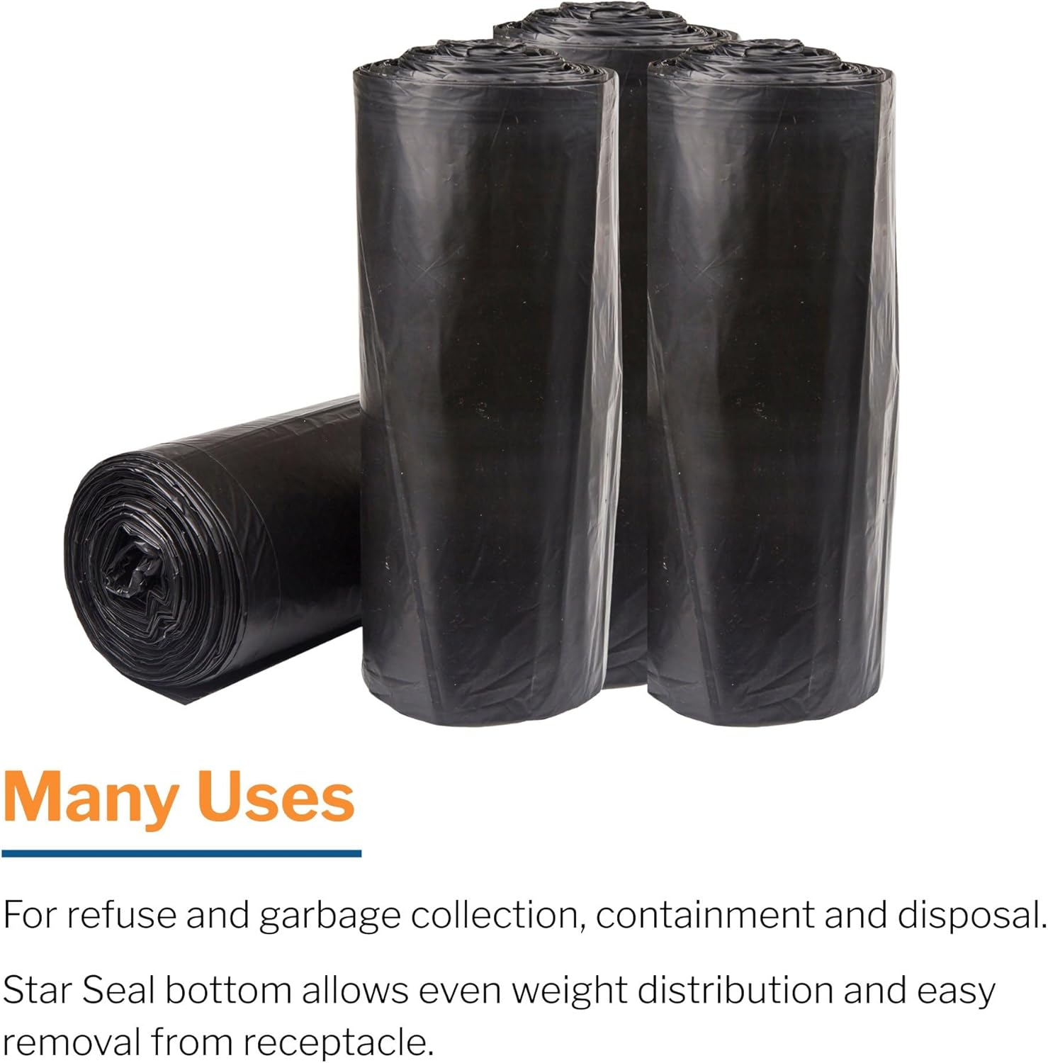 Trash Bag McKesson 56 gal. Black LLDPE 1.5 mil 43 X 47 Inch Star Seal Bottom Coreless Roll, Packaging Type- Case