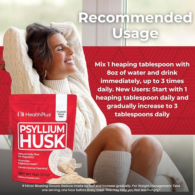 Health Plus - Pure Psyllium Husk - 12 Oz