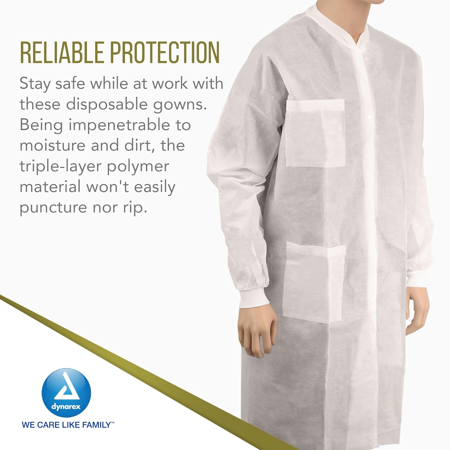 dynarex disposable lab coats with pockets