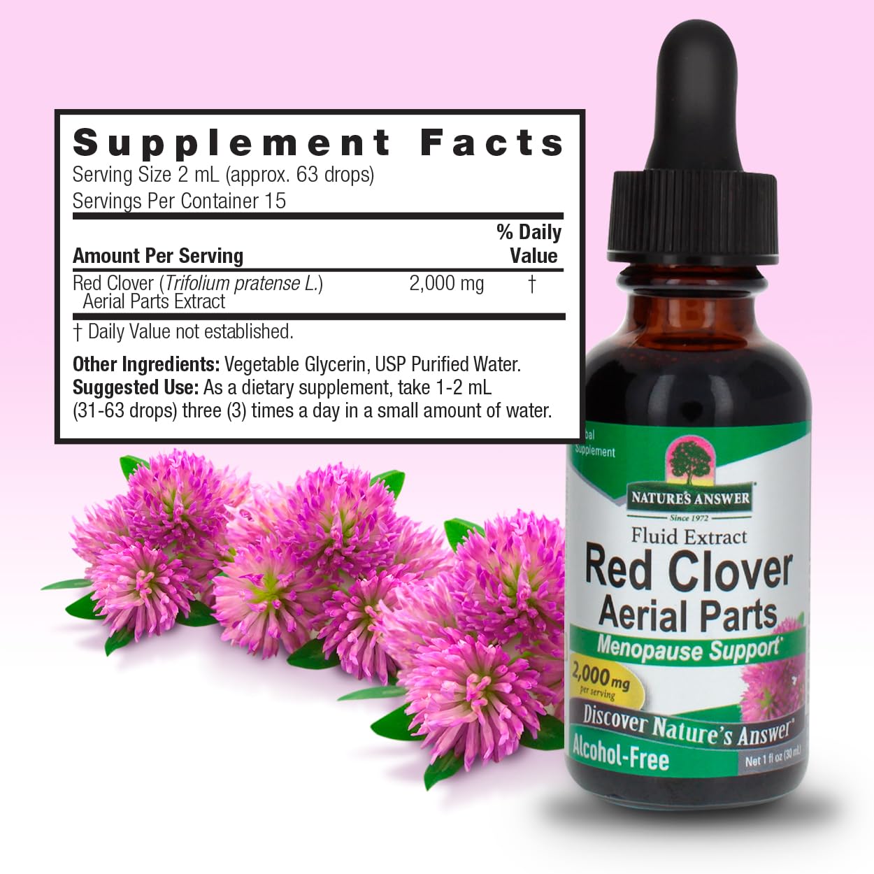 Nature's Answer - Red Clover Tops Extract - Alcohol-free - 1 Oz
