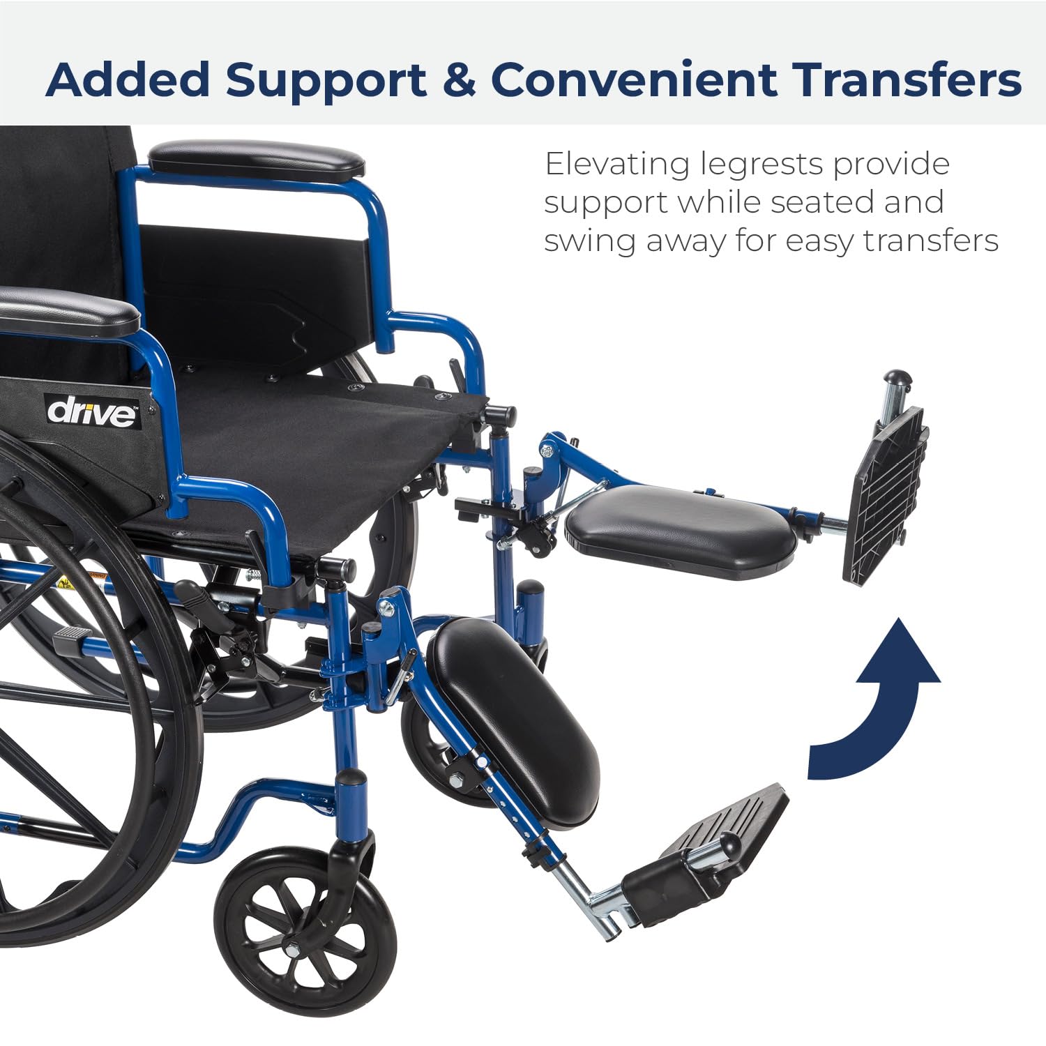 Drive Medical Blue Streak 20  Single Axle Wc W/flip-back Desk Arms & Elr