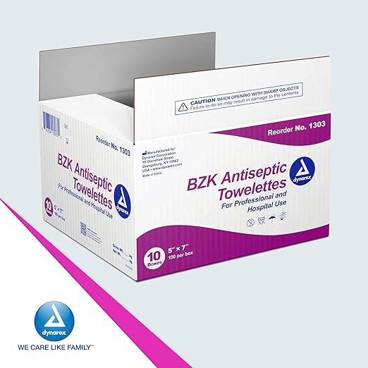 Antiseptic Skin Towelette Dynarex Individual Packet Scented 100 Count, Packaging Type- Box